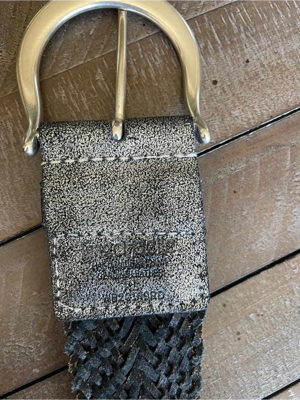 Vintage Linea Pelle Braided Black and Silver Women's Belt with Silver Buckle